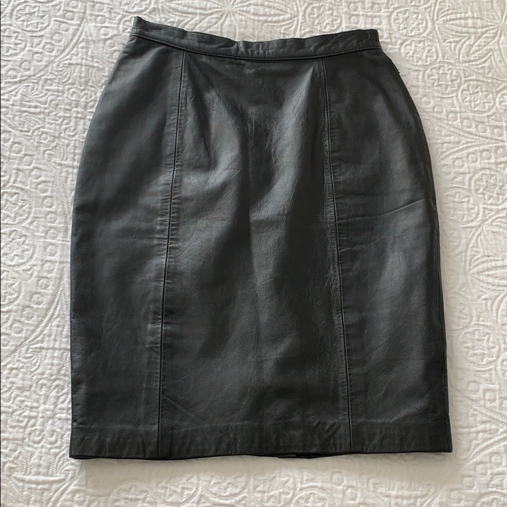 Black Real Leather Skirt